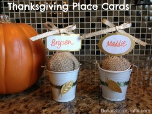 Burlap bucket place cards, so cute! click for instructions