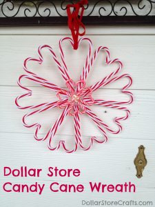 Dollar store candy cane heart wreath