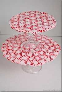 Melted peppermint tiered serving tray