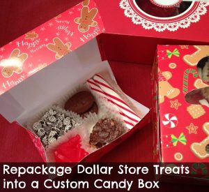 Repackage dollar store treats into a gift box - makes them way more special!