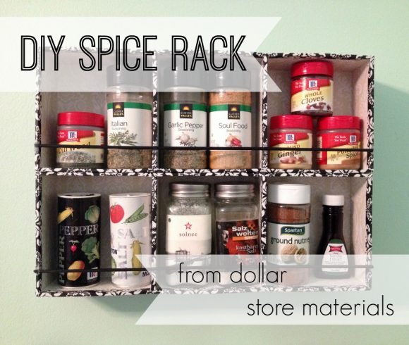 DIY spice rack from dollar store materials