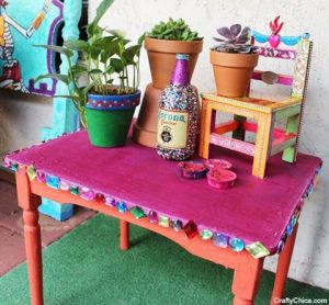 Crafty chalk table makeover by CraftyChica.com