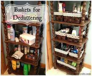 bathroom decluttering with baskets
