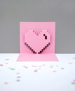Pixelated Heart Pop Up Card