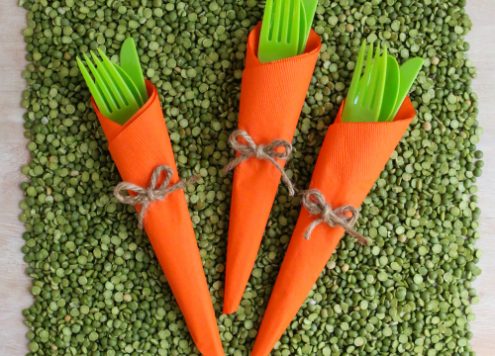 Wrap carrot cutlery for Easter