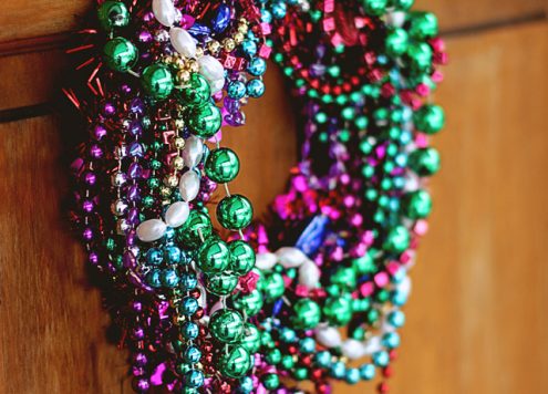 Make a Mardi Gras Bead Wreath