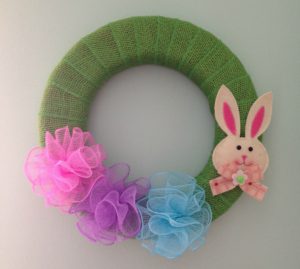 burlap and mesh ribbon spring wreath