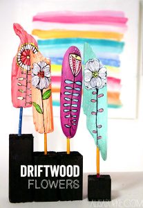 driftwood flower sculptures