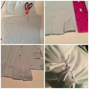 Trim and Tie T-shirt to create a no-sew pillow