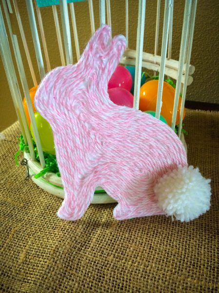 Yarn Art Bunny Silhoette - cheap decor idea from dollarstorecrafts.com