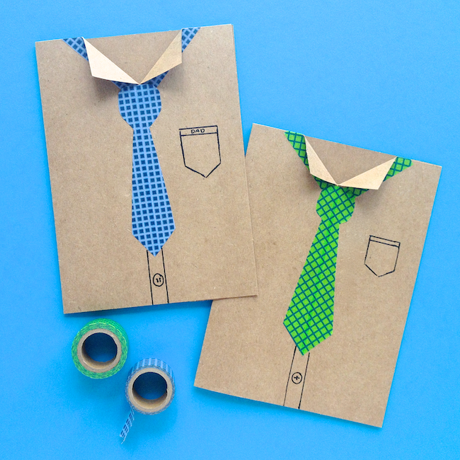 Make Washi Tape Necktie Father's Day Cards » Dollar Store Crafts