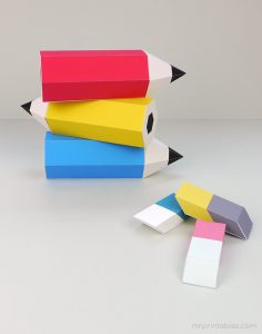 Pencil and Eraser Printable Favor Boxes