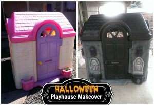 New Halloween makeover for old Little Tykes' playhouse