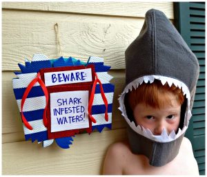 Beware: Shark Infested Waters Flip-Flop Wreath - DollarStoreCrafts.com