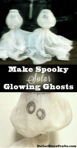 These solar-powered DIY ghost decorations glow in the dark. Can you believe that they only cost me a dollar to make?