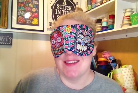 Dia de Los Muertos Eye Mask - Just because you want some extra sleep doesn't mean you have to be stuck with a boring eye mask. Here's how I transformed a dollar store sleep mask, Dia de Los Muertos-style.