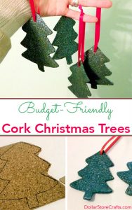 Can you guess the secret ingredient that gives these pretty cork Christmas tree ornaments their festive color?