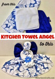 Make a kitchen towel angel from dollar store stuff - dollarstorecrafts.com