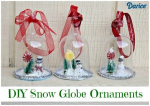 Snowglobe Ornaments from dollar store plastic goblets