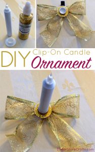 You can make this battery-powered taper candle clip-on ornament with all dollar store supplies.