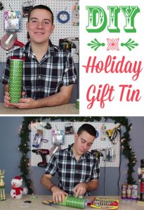This recycled gift tin is super easy, no fancy gift wrapping skills required. You can use this idea with many different shapes and sizes of containers, so you can adjust it to fit many different gifts depending on your needs.