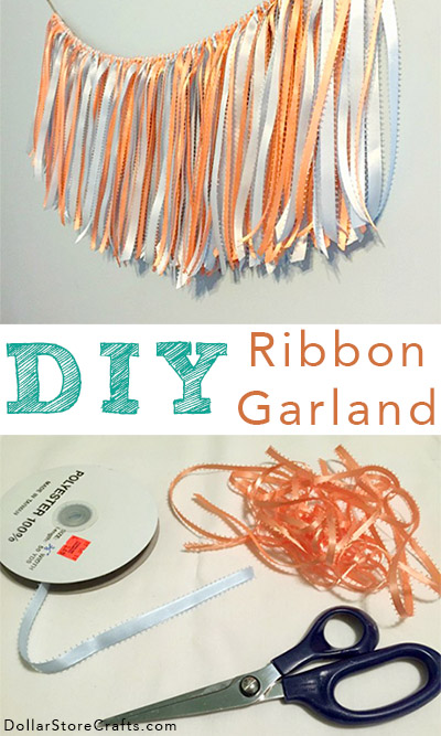 You can use new ribbon to make this fringe garland or bust your stash. The trick is in how you tie the knots.