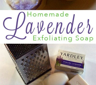 Lavender Exfoliating Soap - This project uses a cut-up bath scrubbie to add a built-in exfoliator to each bar, and it also gives them a fun and distinctive look.