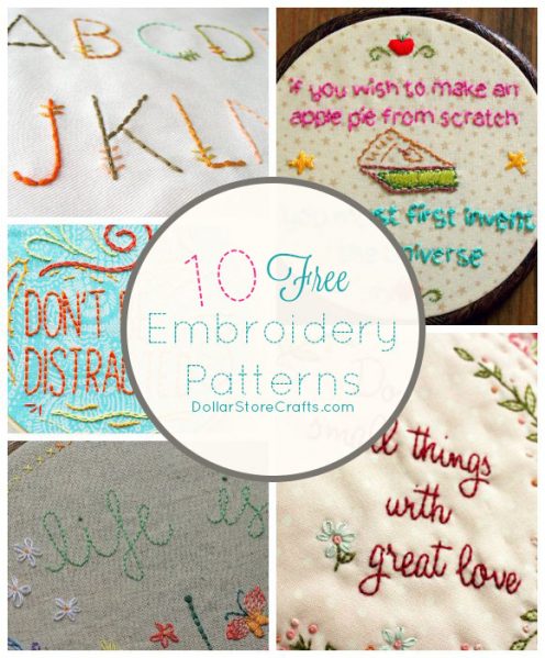 10 Free Typographical Embroidery Patterns » Dollar Store Crafts