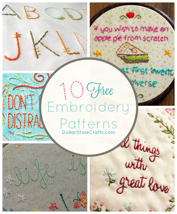 10 Free Typographical Embroidery Patterns