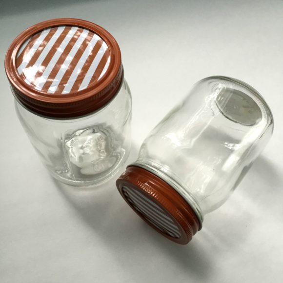 mason jars with striped lids