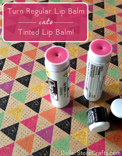 Turn regular lip balm into tinted lip balm! Check out how easy it is to transform cheap lip balm into any shade you want using stuff from the dollar store. Your lips will feel great and look great, all for just a couple bucks. Watch the how-to video or follow our written directions.