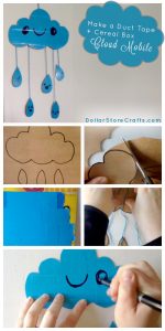 Make a Duct Tape Cloud Mobile - Got duct tape? That's the main ingredient in this adorable rain cloud mobile! Grab a roll, along with some cardboard out of your recycling bin and watch Heather's video to see how to make your own. Not into videos? We've also got written instructions!
