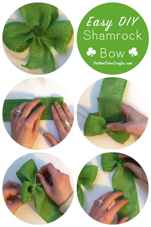 Easy Shamrock Bow - I dug out all of my green craft supplies recently in honor of St. Patrick's Day and came up with this easy shamrock bow made out of ribbon.