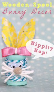 Wooden Spool Bunny Decorations - I'm a big fan of whimsical, colorful decor.  For this project I used cute craft wood spools to make itty bitty bunnies.