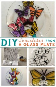 Glass Plate Suncatcher - Liven up your windows for spring with a bright, cheerful suncatcher made from a glass plate! It's inspired by stained glass, but unlike actual stained glass this project doesn't require any special tools or skills..
