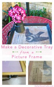 Decorative Tray from Photo Frames - I used bits and pieces from both the thrift store and my home to make a beautiful tray. I love the way it looks on my coffee table!