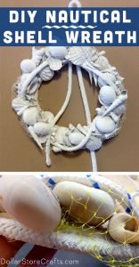 I've been feeling very inspired by seashells lately, finding different ways to work them into my decor. One of my recent creations is this nautical seashell wreath, which would be a great way to use souvenirs from a beach vacation. Even if you don't have shells and rope on hand, you should still be able to make this for just a few dollars.