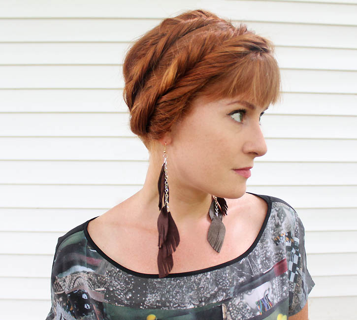 leather feather earrings