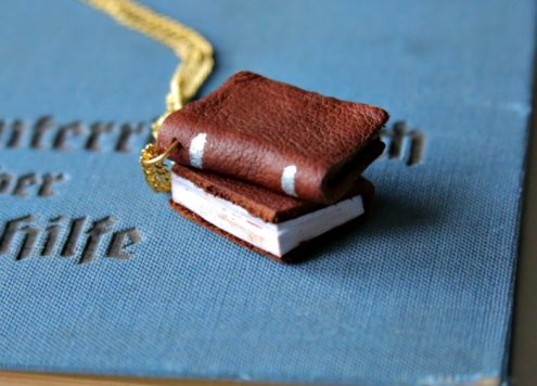 Make a mini leather-bound book necklace! Such a cute and easy jewelry craft idea