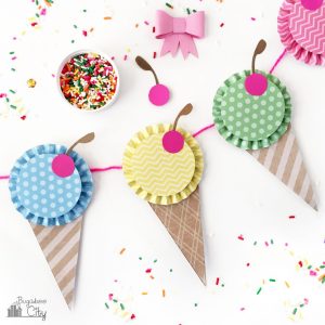 Make a Paper Ice Cream Cone Banner » Dollar Store Crafts
