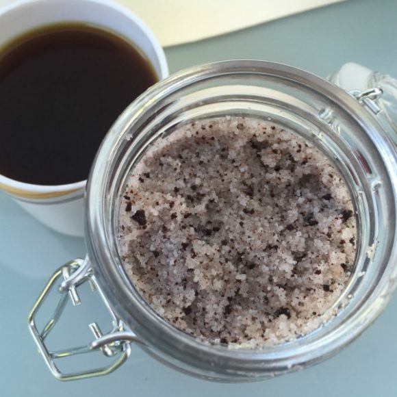 5 Minute DIY Coffee & Coconut Sea Salt Scrub Recipe