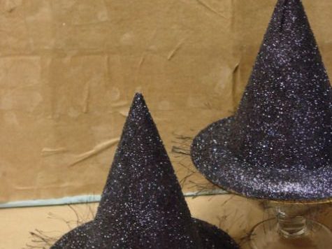 DIY Glitter Witch Hat - make from scratch from dollar store stuff. Cool Halloween craft idea.
