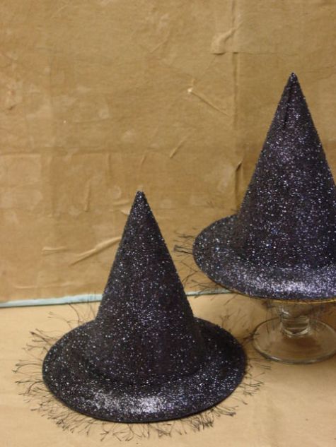 DIY Glitter Witch Hat - make from scratch from dollar store stuff. Cool Halloween craft idea.