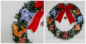 DIY Woodland Animal Origami Wreath - great holiday craft idea, made with dollar store stuff for $2