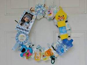 DIY Baby Shower Diaper Wreath - Dollar Store Craft