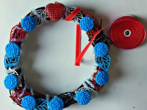 Turquoise & Red Valentine Heart Wreath