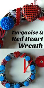 Turquoise & Red Valentine Heart Wreath