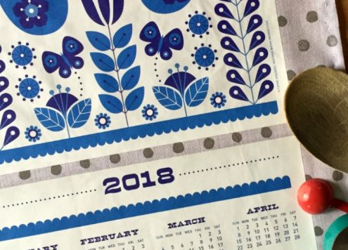 Free Printable: 2018 Folk Tea Towel Calendar from Dollar Store Crafts & Cathe Holden