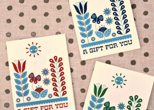 Free Printable Card: Folk Art Inspired Gift Card by Cathe Holden & Dollar Store Crafts