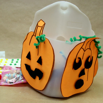 Recycled milk jug Halloween candy pail